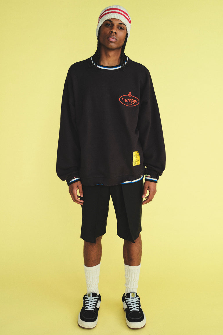 DESTROY STRIPE RIB SWEATSHIRT