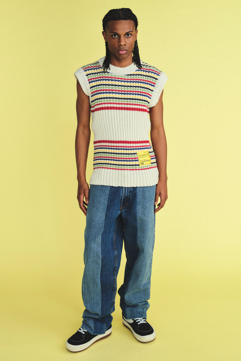 CHUNKY HAND KNIT STRIPE VEST