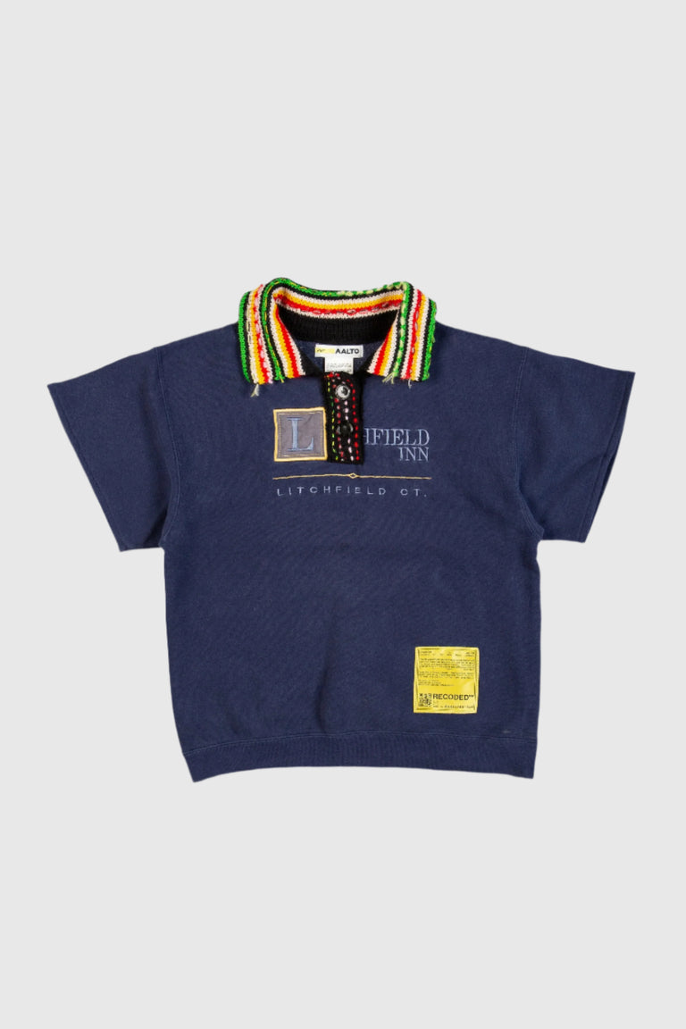 Knit Polo Collar Sweatshirt