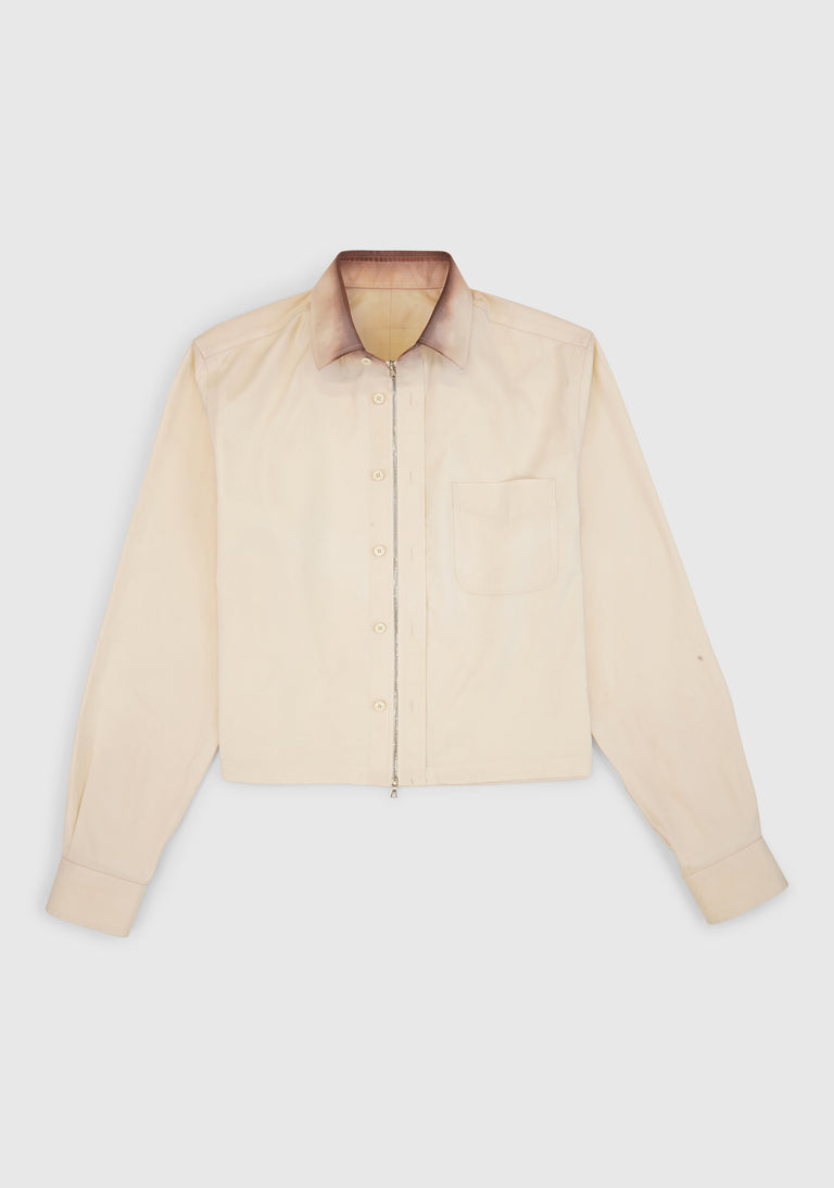 Zip Shirt Coffee Stain Collar