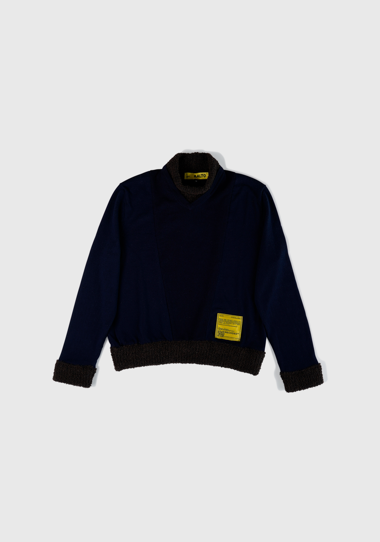 Knit Patchwork Mock Neck