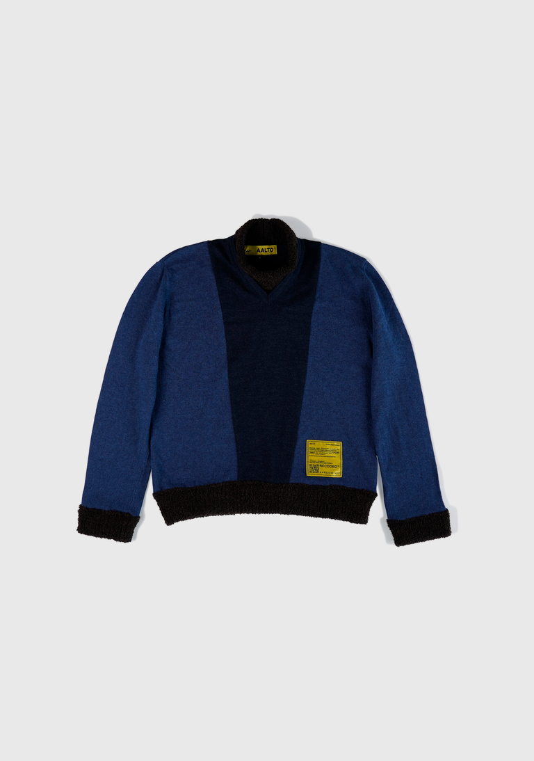 Knit Patchwork Mock Neck