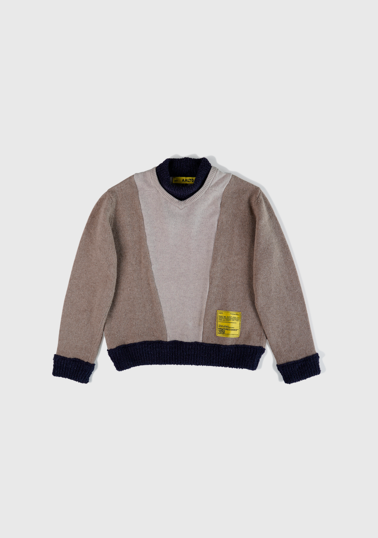 Knit Patchwork Mock Neck