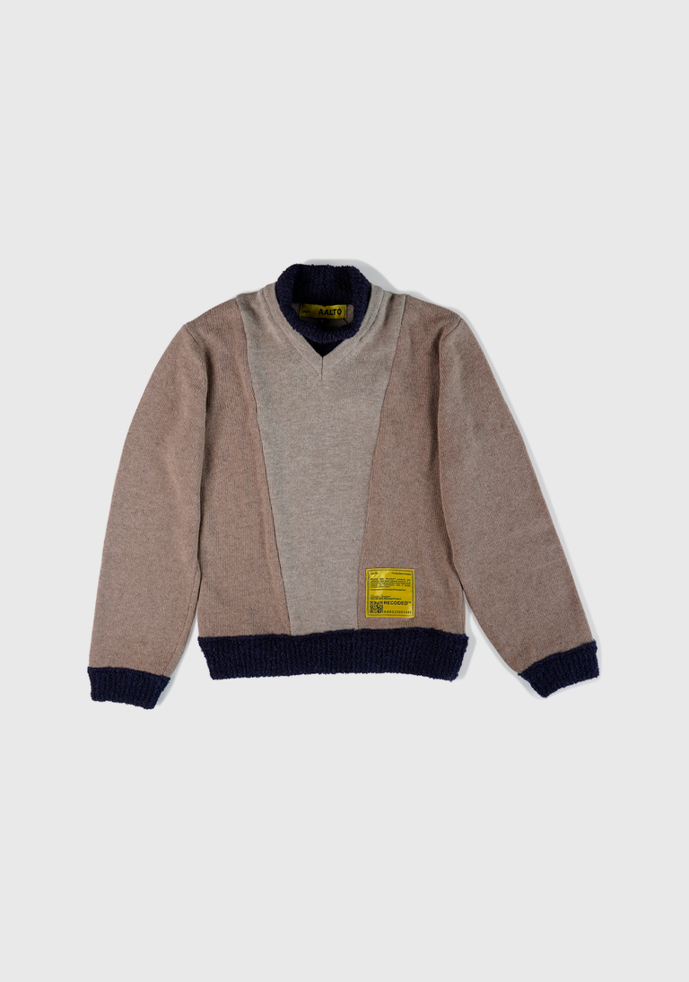 Knit Patchwork Mock Neck