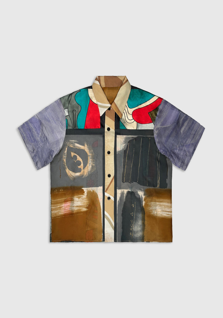 Patchwork Scarf Shirt