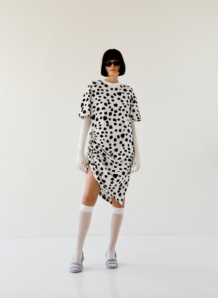 RE/DOT PRINTED T-SHIRT DRESS