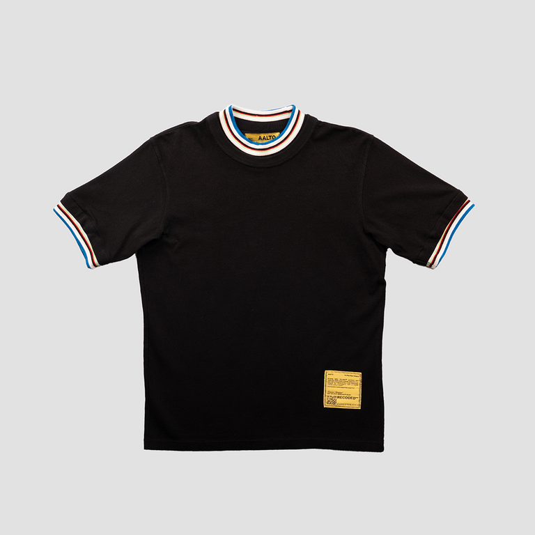 STRIPE RIB T-SHIRT 	Black