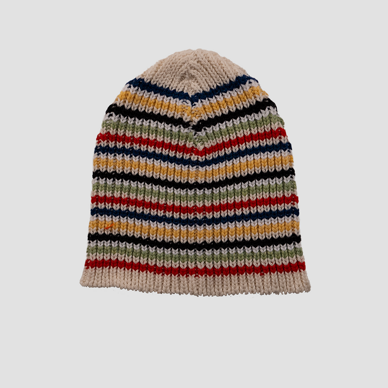 CHUNKY HAND KNIT STRIPE BEANIE
