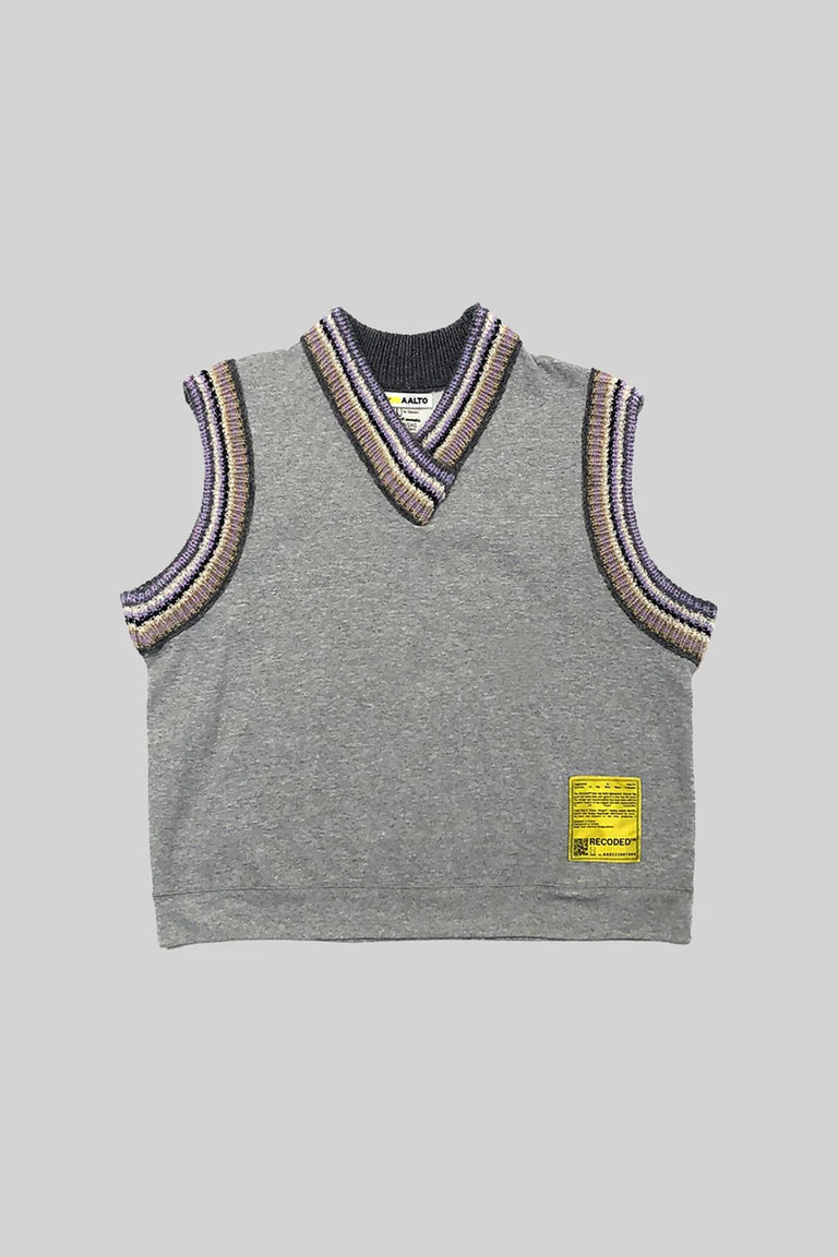 Sleeveless Knit Collar College Sweater