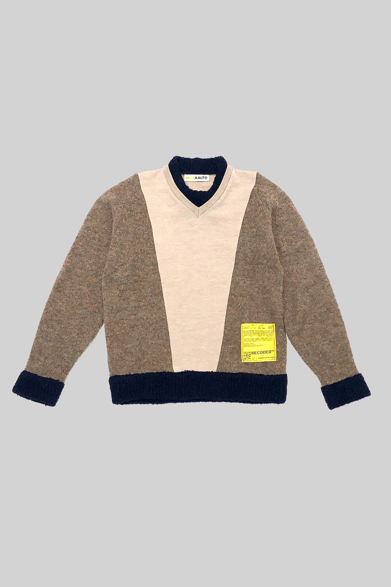 Knit Patchwork Mock Neck