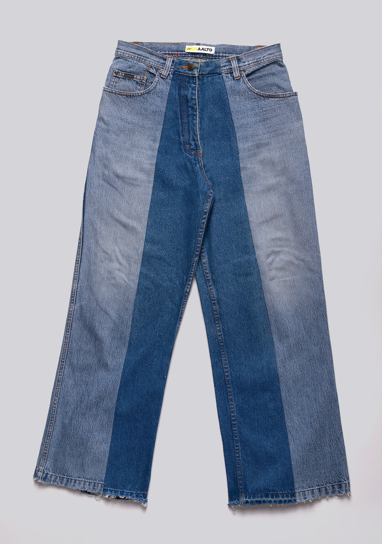 Large Biais Cut Split Denim