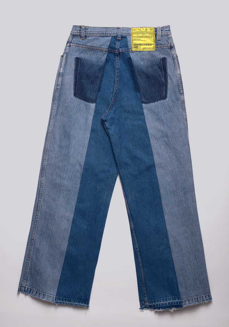 Large Biais Cut Split Denim