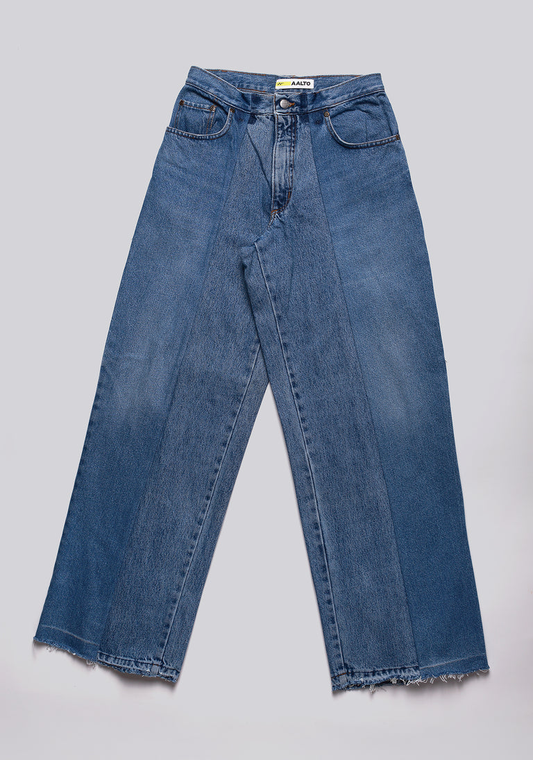 Large Biais Cut Split Denim