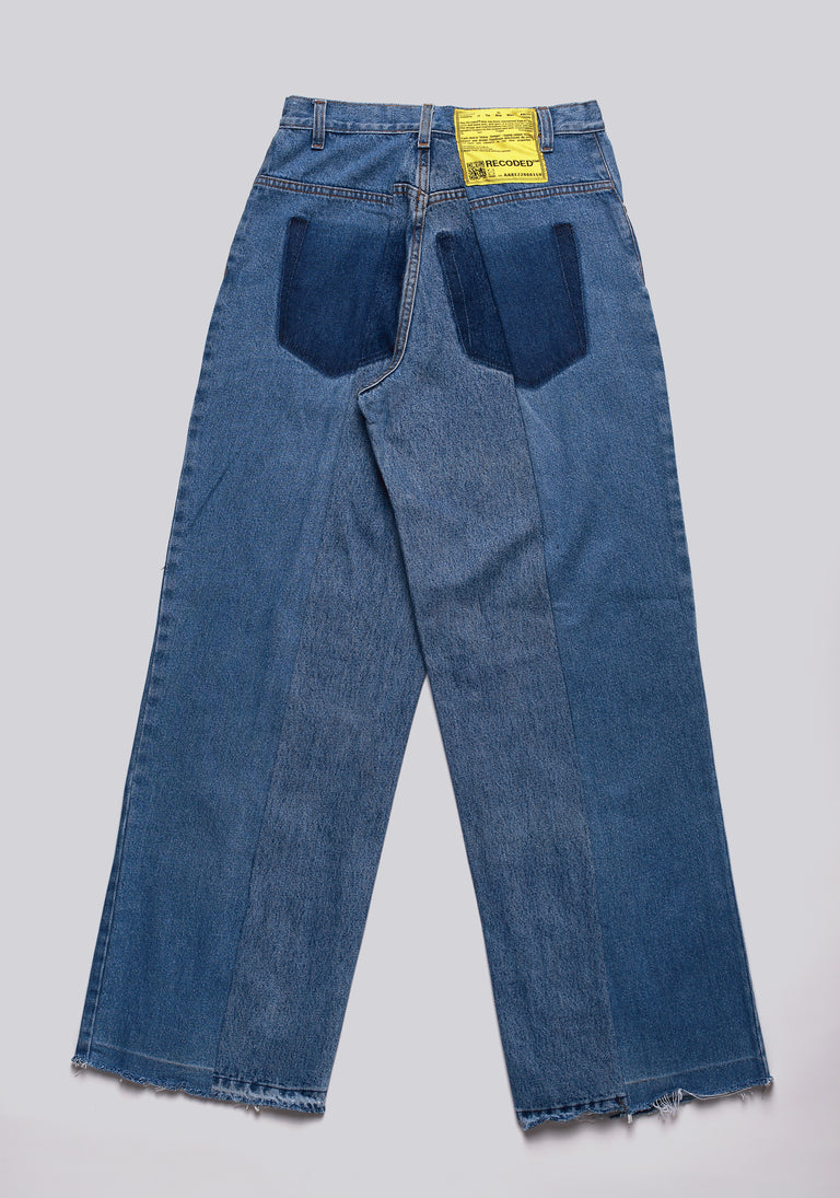 Large Biais Cut Split Denim