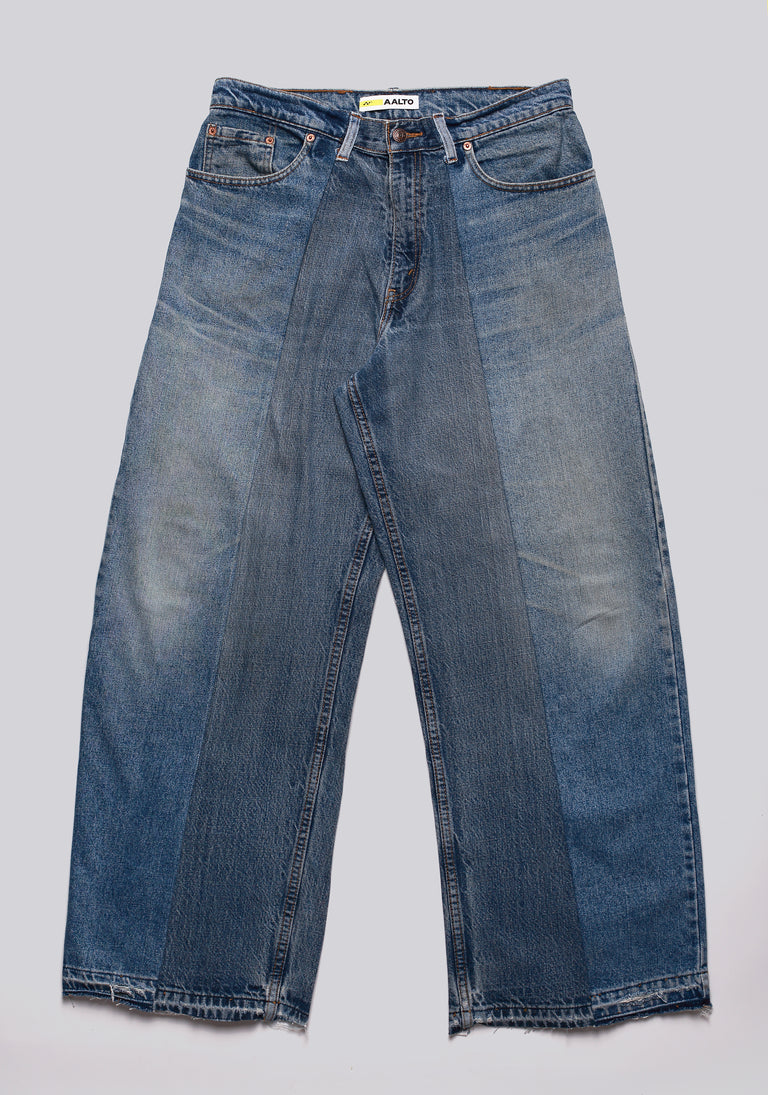 Large Biais Cut Split Denim