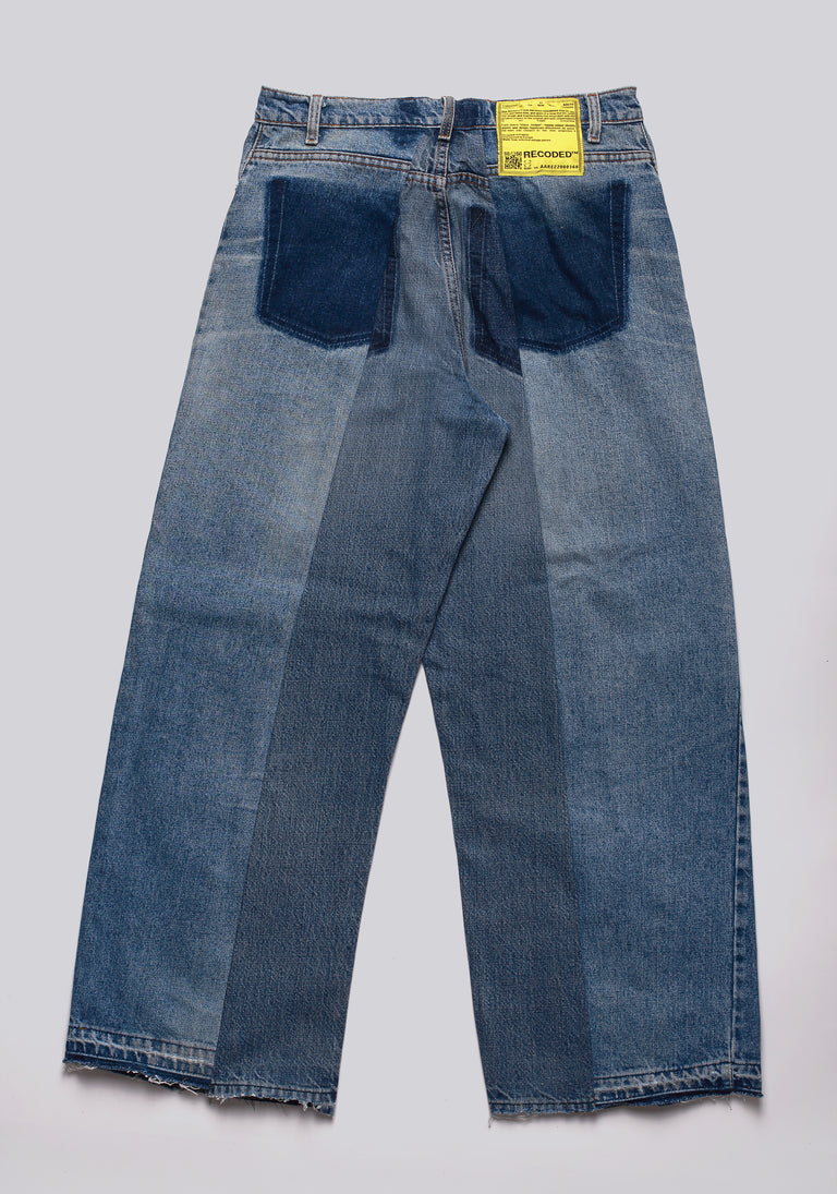 Large Biais Cut Split Denim