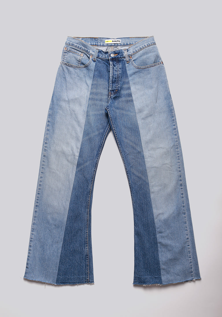 Large Biais Cut Split Denim
