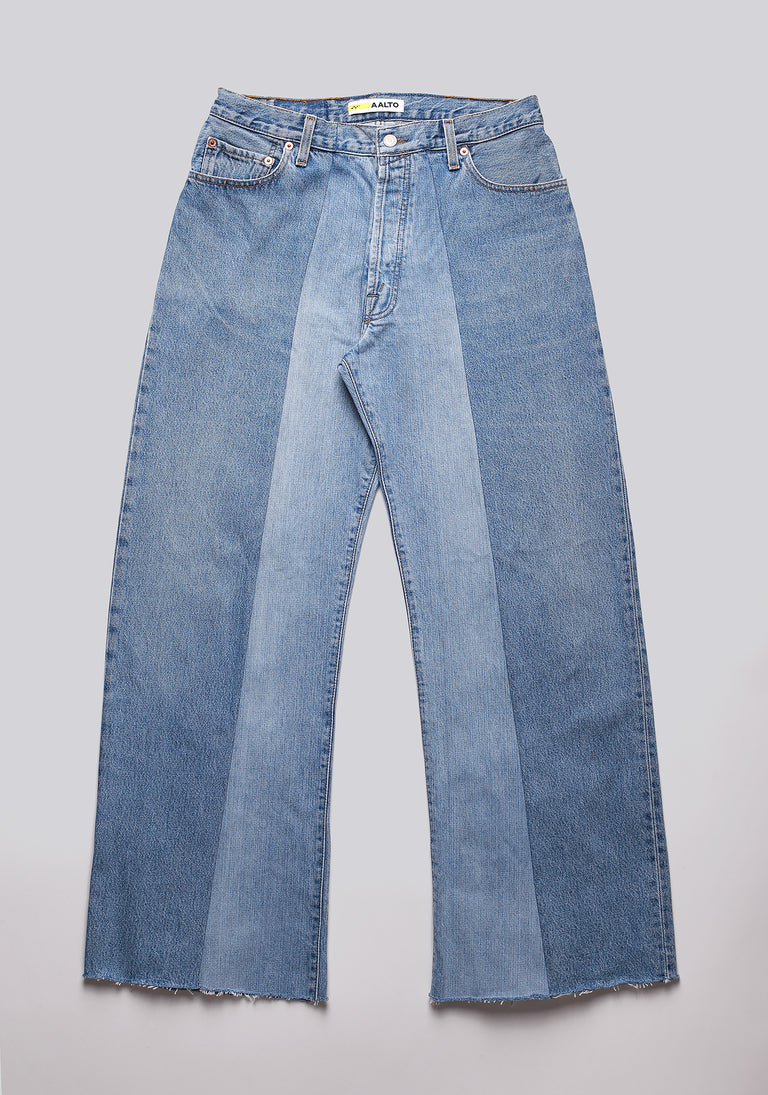 Large Biais Cut Split Denim