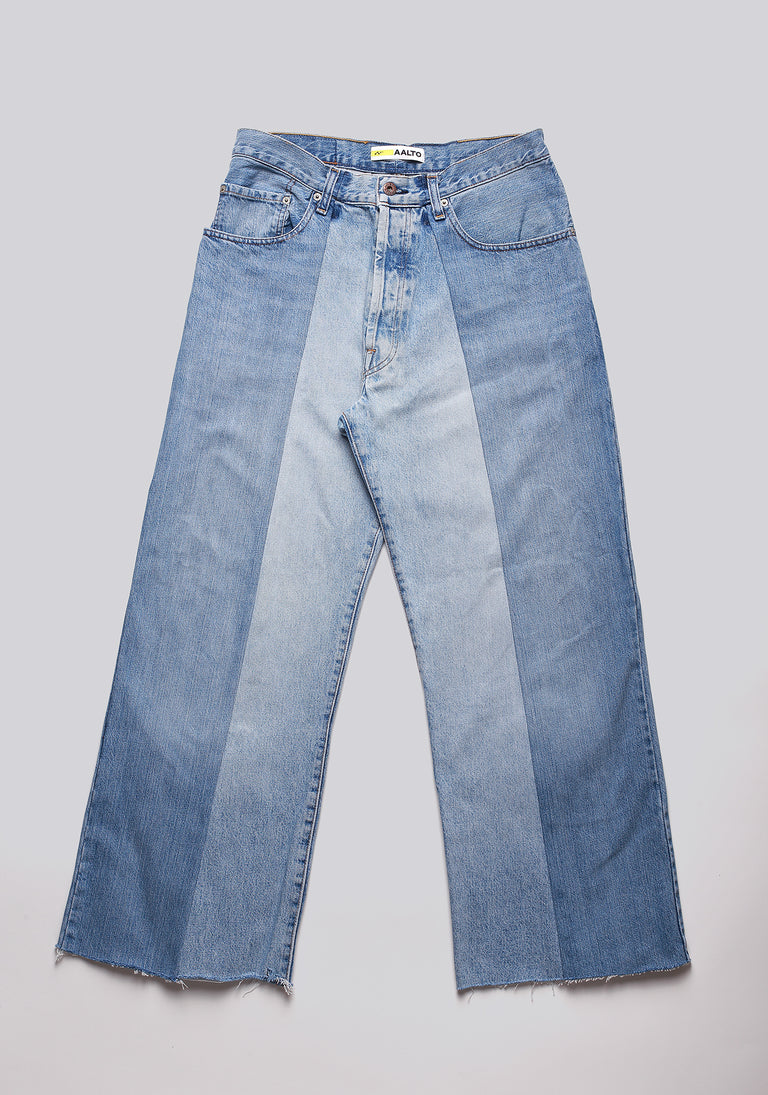 Large Biais Cut Split Denim