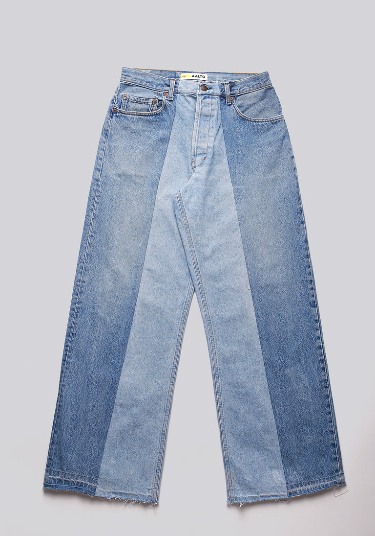 Large Biais Cut Split Denim