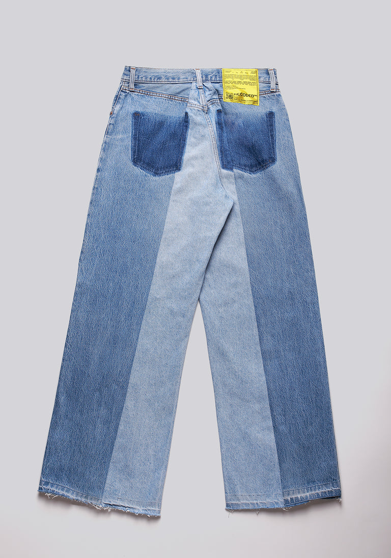 Large Biais Cut Split Denim