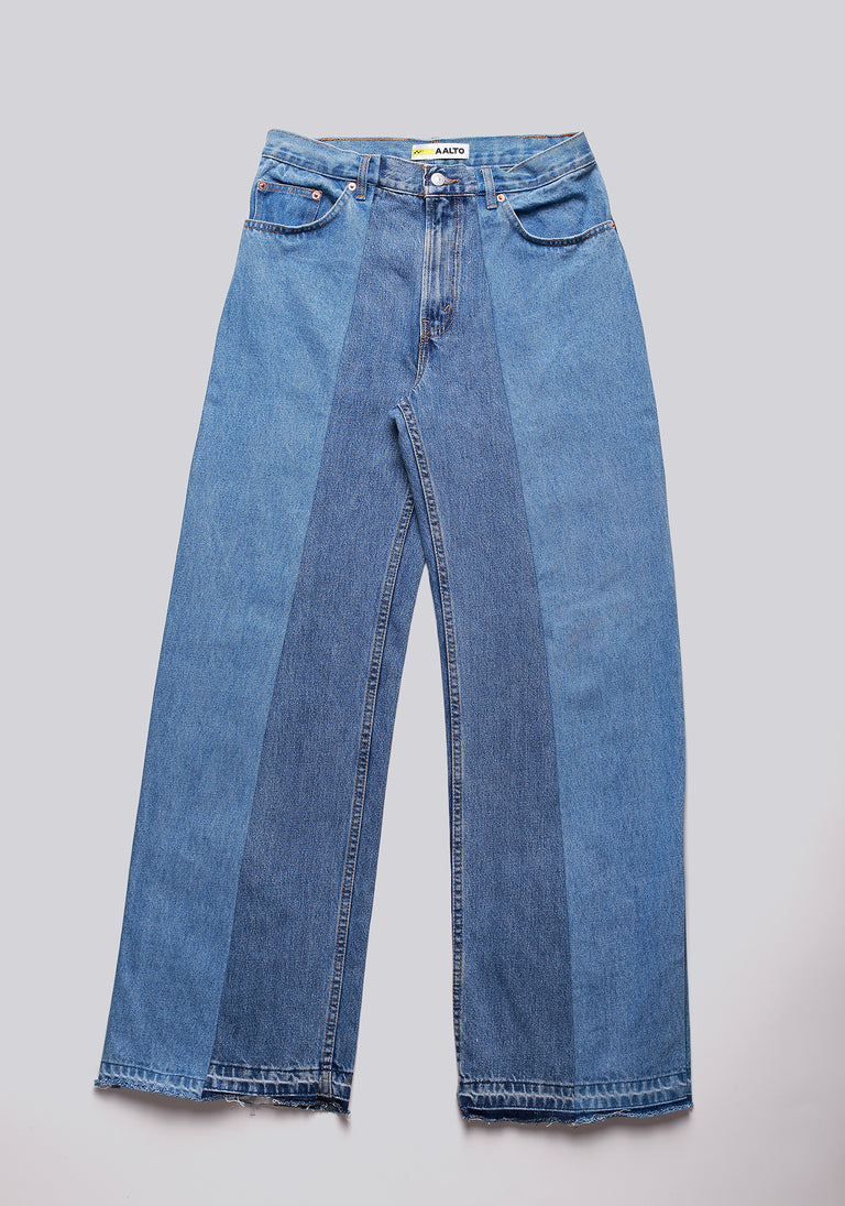 Large Biais Cut Split Denim