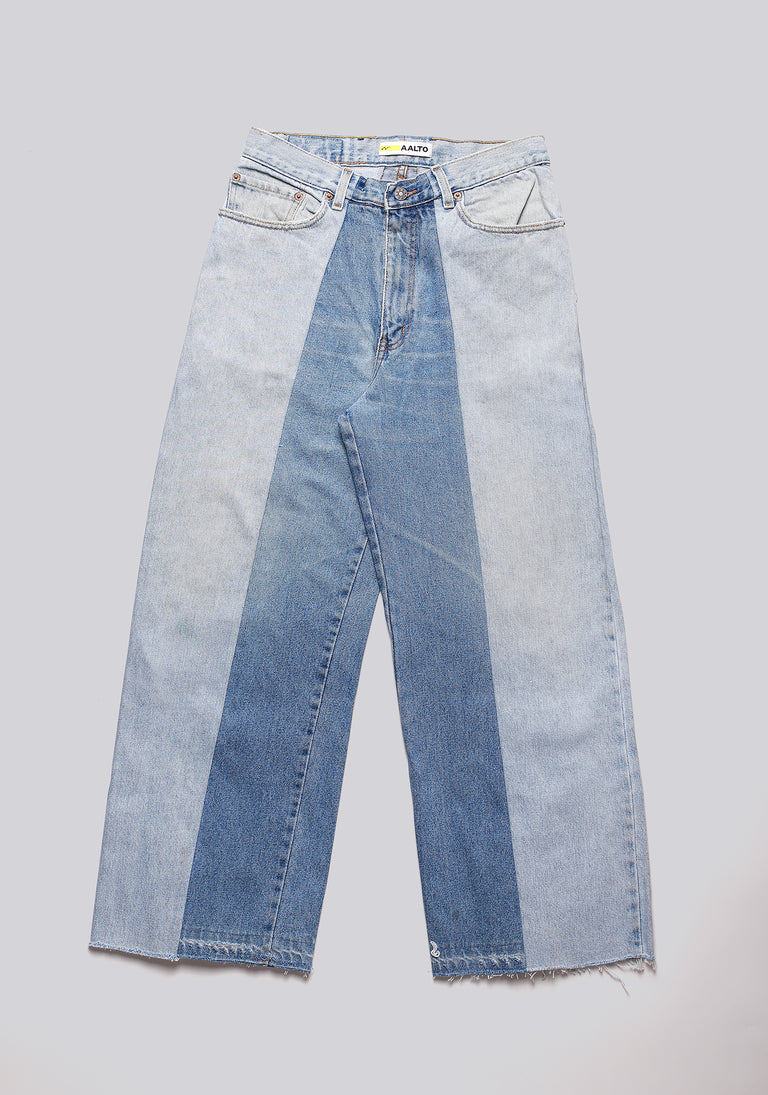 Large Biais Cut Split Denim