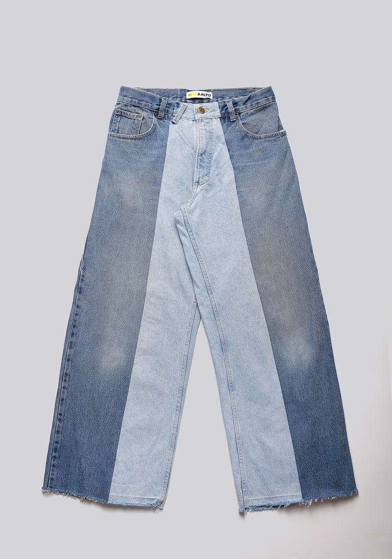Large Biais Cut Split Denim