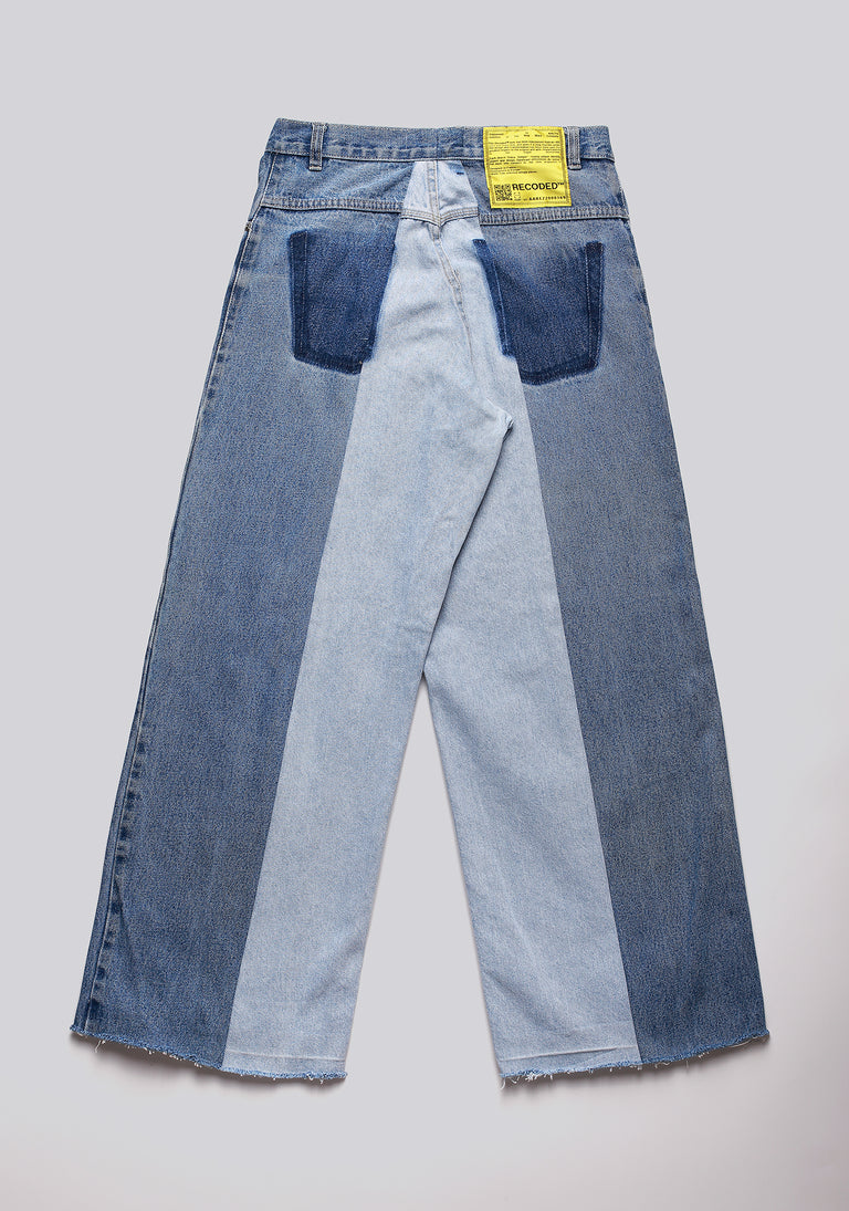 Large Biais Cut Split Denim