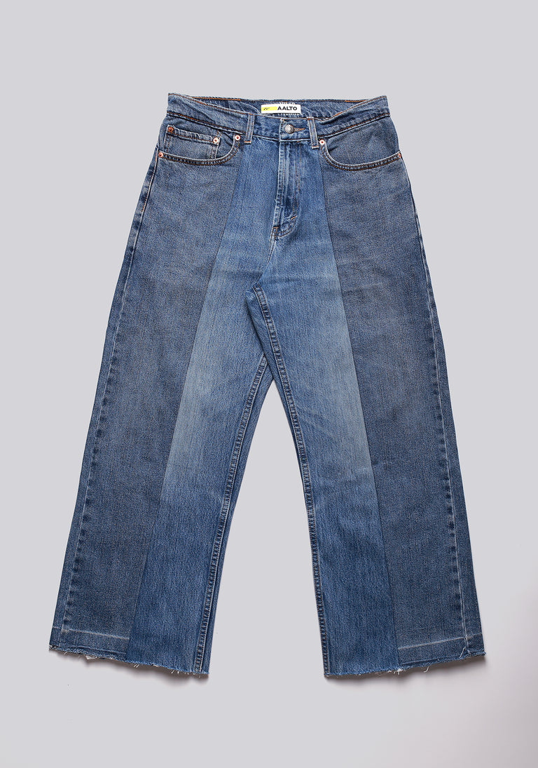 Large Biais Cut Split Denim