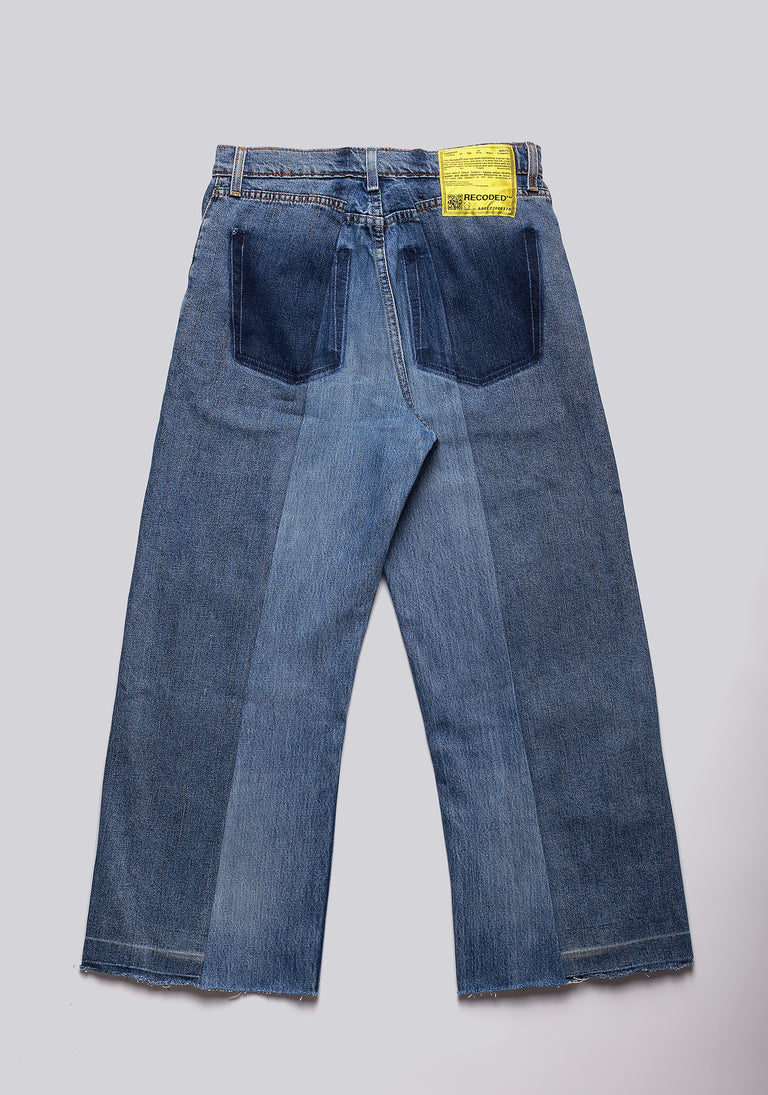 Large Biais Cut Split Denim