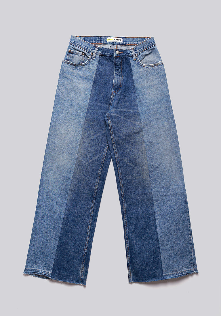 Large Biais Cut Split Denim