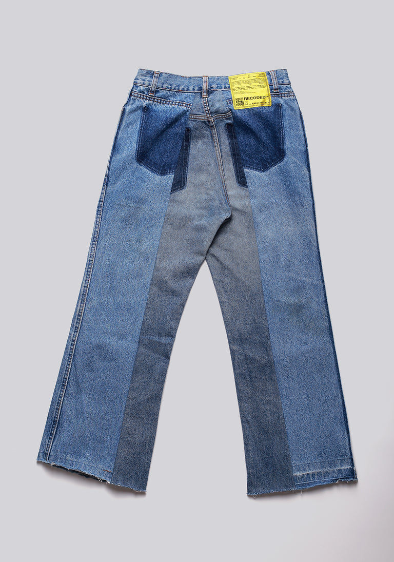 Large Biais Cut Split Denim
