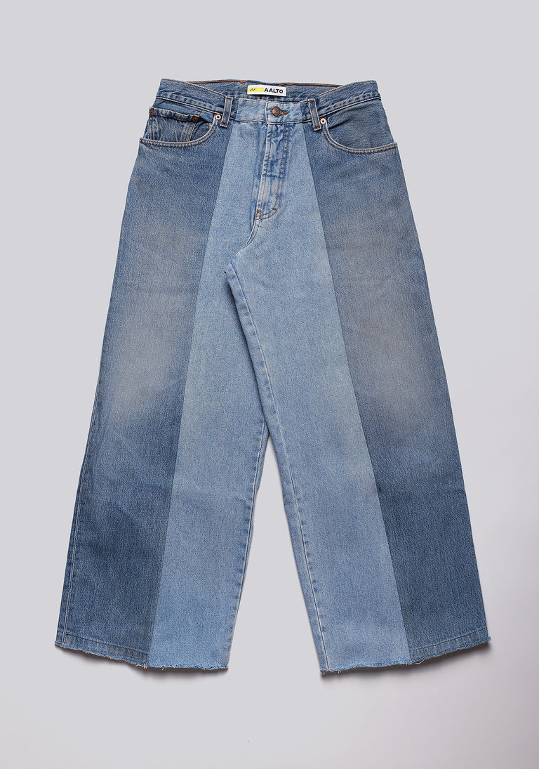 Large Biais Cut Split Denim
