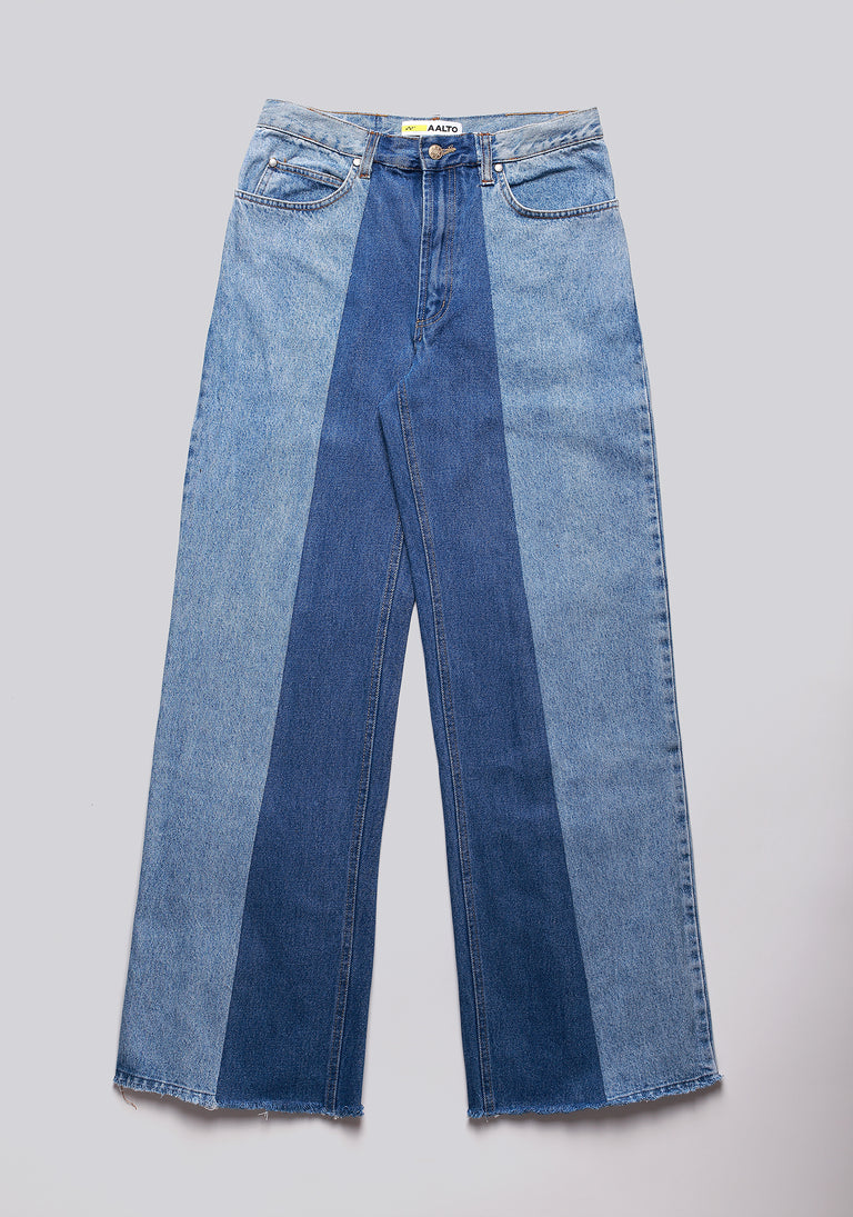 Large Biais Cut Split Denim