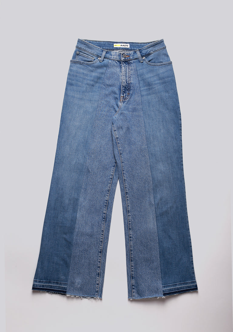 Large Biais Cut Split Denim
