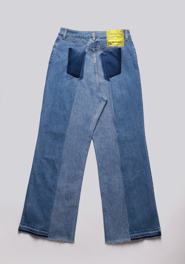 Large Biais Cut Split Denim