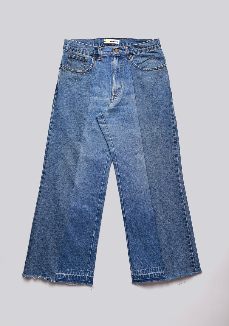 Large Biais Cut Split Denim