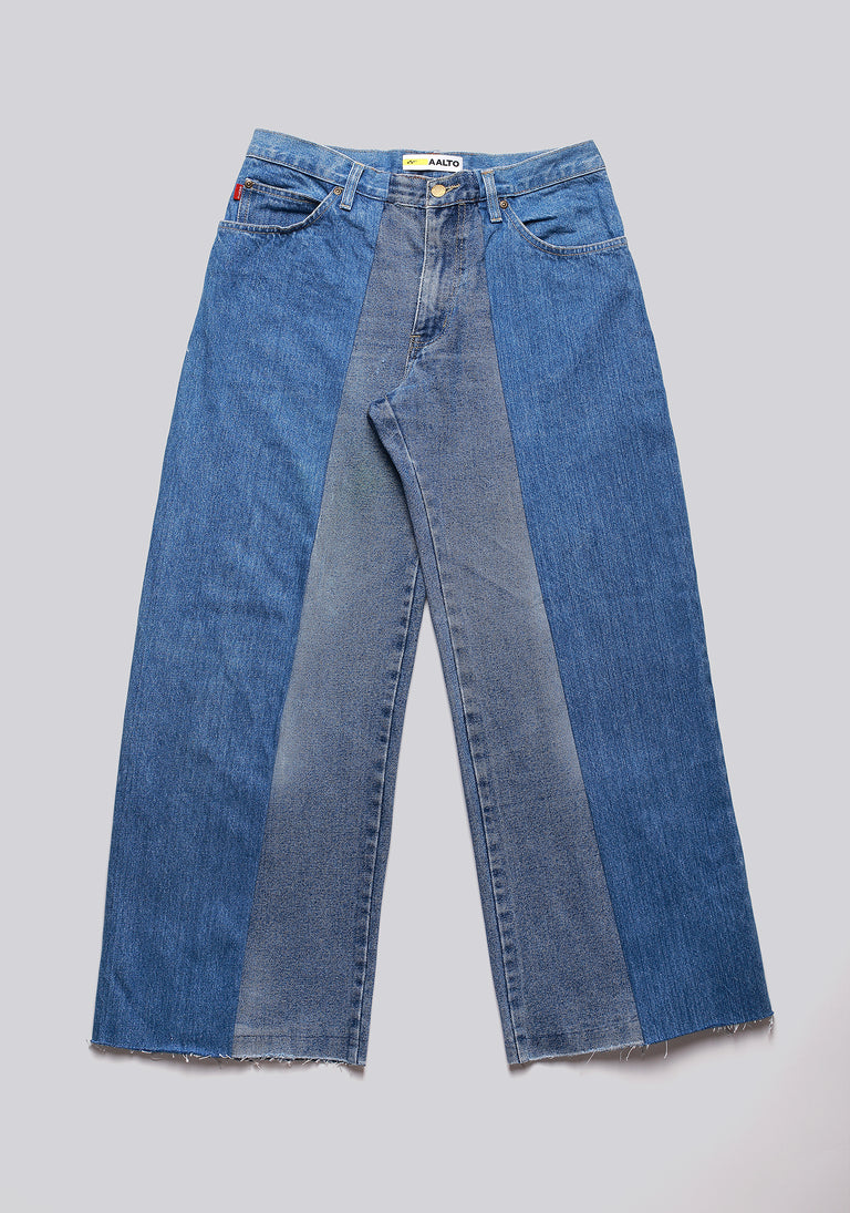 Large Biais Cut Split Denim