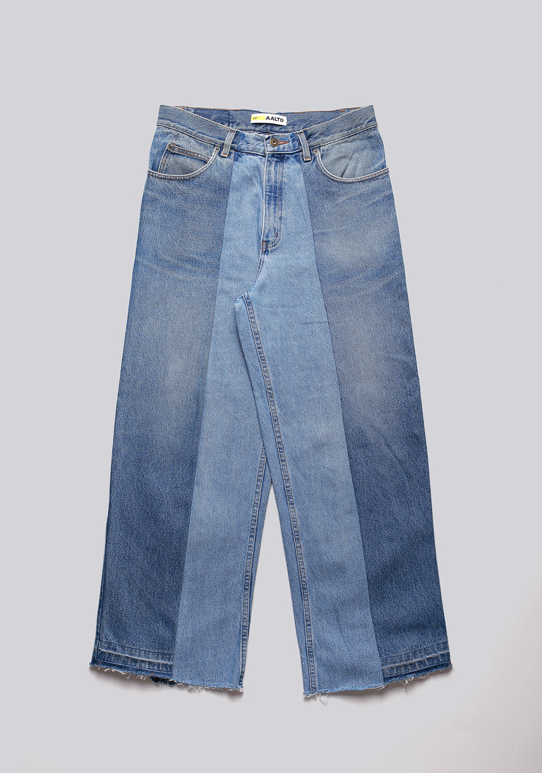 Large Biais Cut Split Denim
