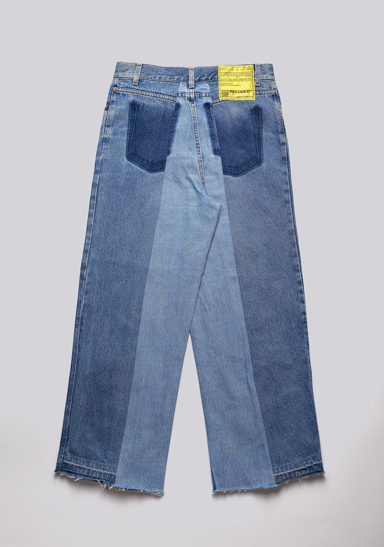 Large Biais Cut Split Denim