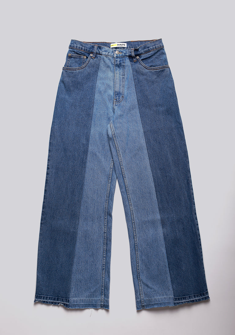 Large Biais Cut Split Denim