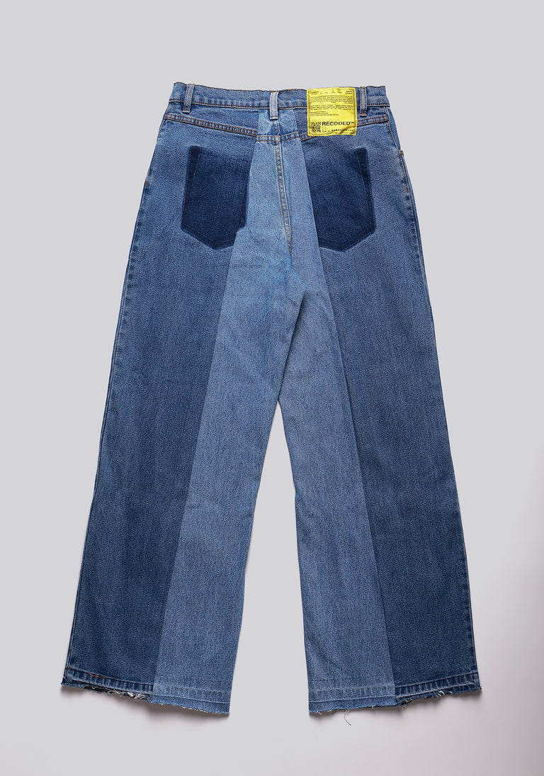 Large Biais Cut Split Denim