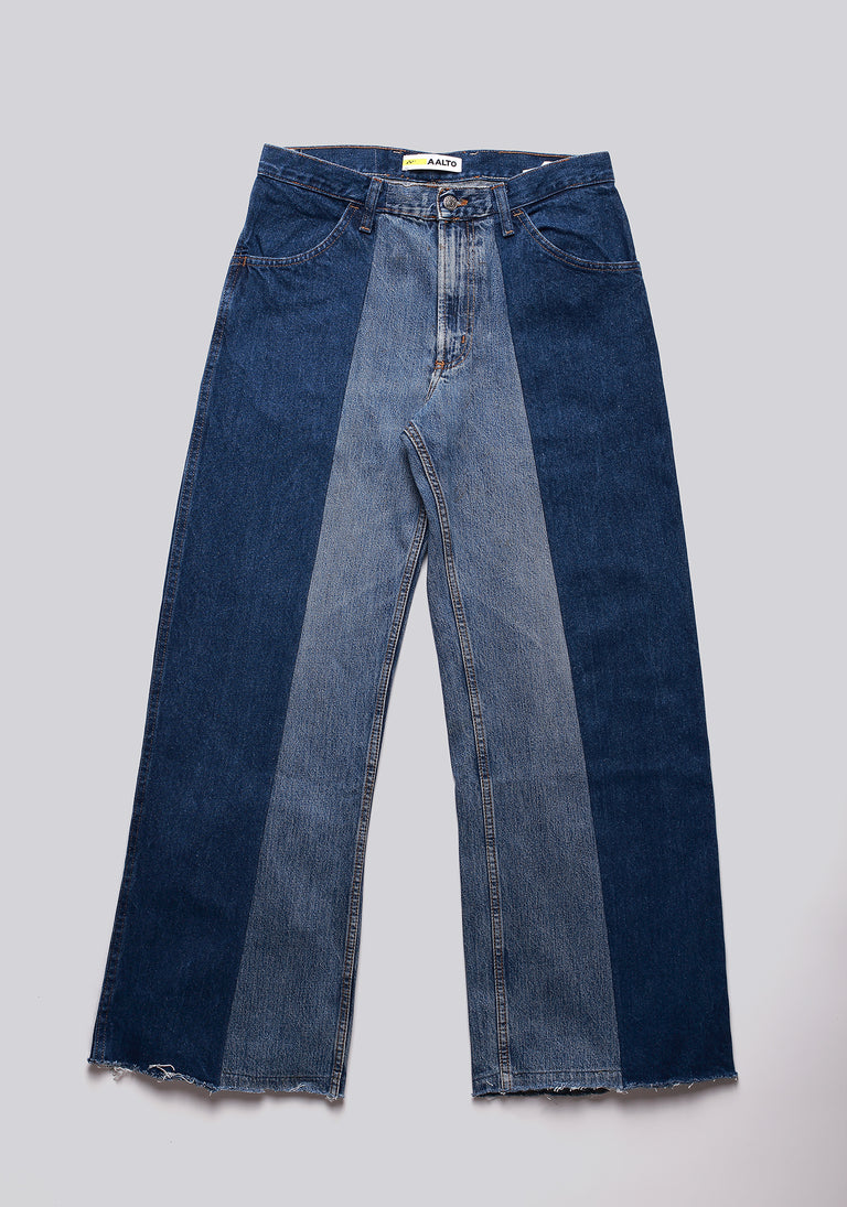 Large Biais Cut Split Denim