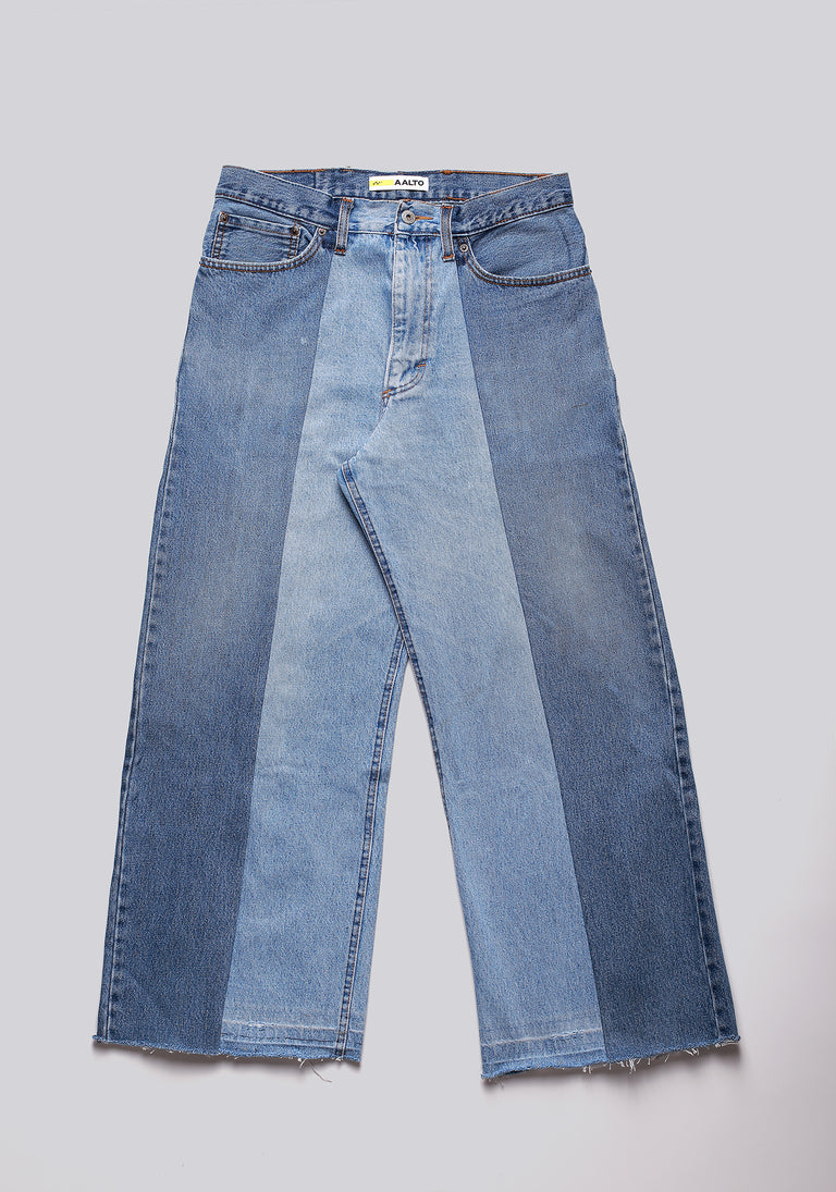 Large Biais Cut Split Denim