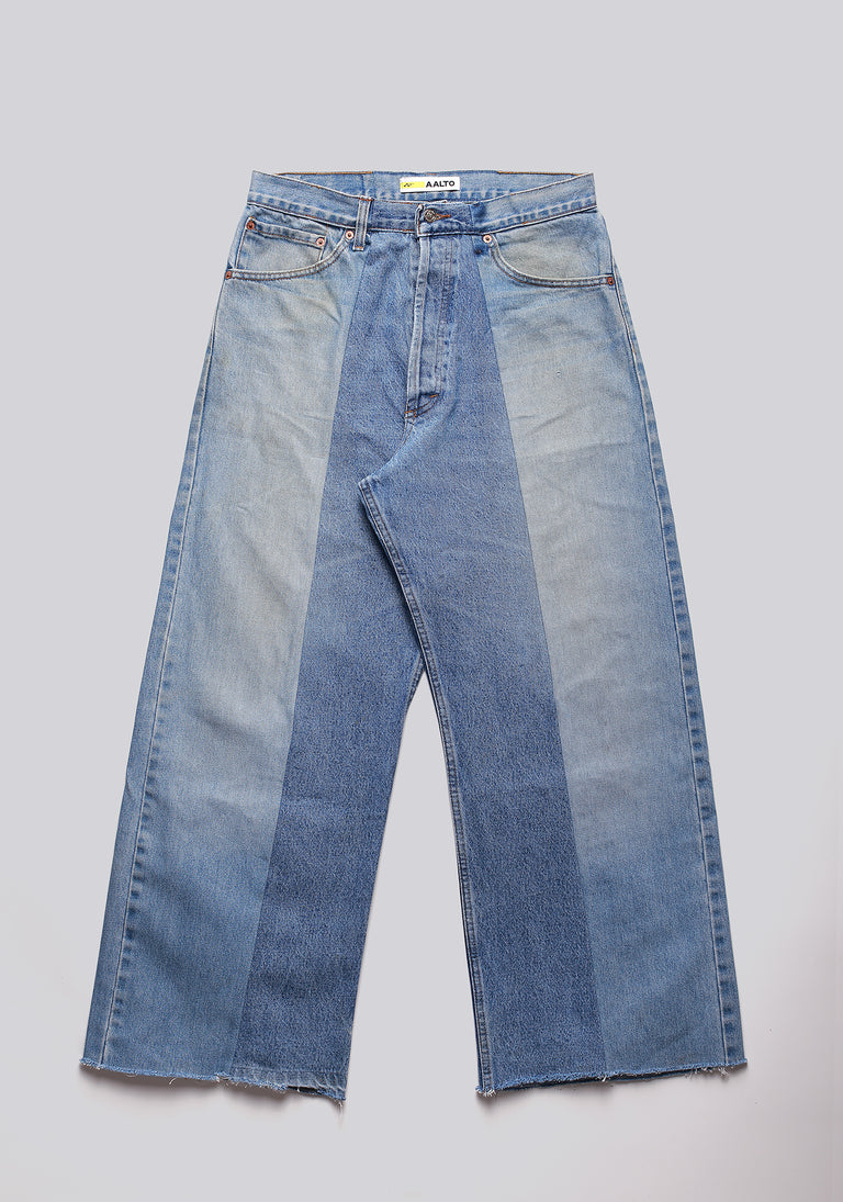 Large Biais Cut Split Denim