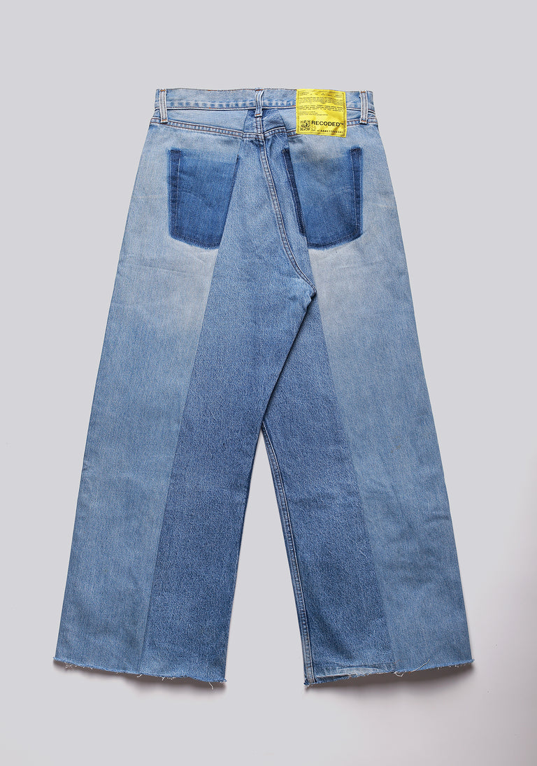 Large Biais Cut Split Denim