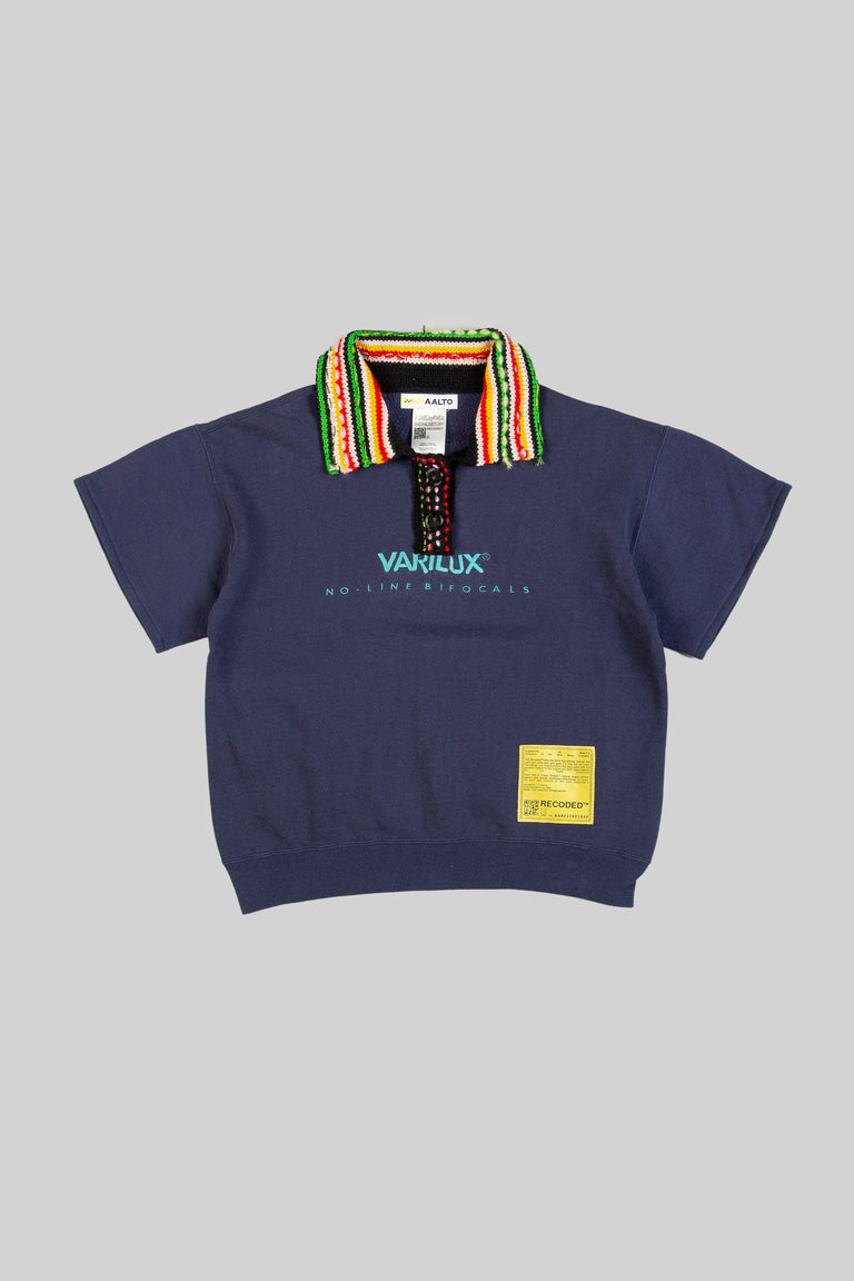 Knit Polo Collar Varsity Sweatshirt