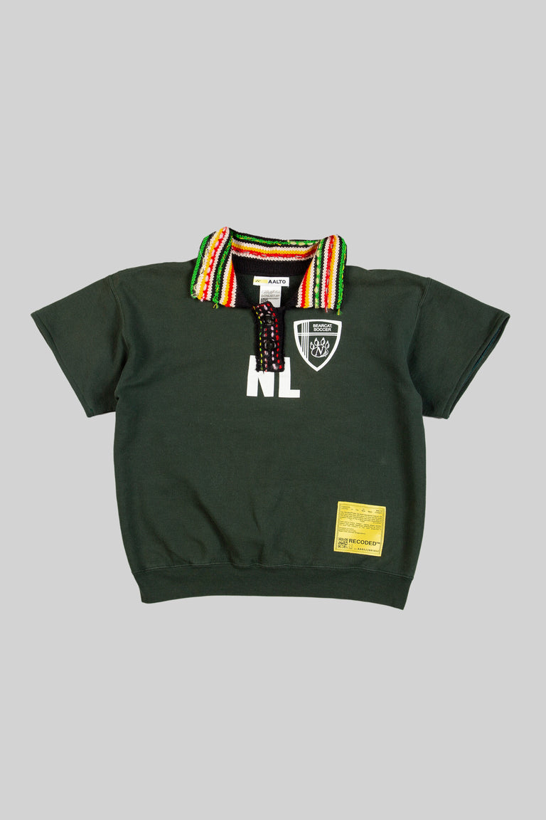 Knit Polo Collar Varsity Sweatshirt