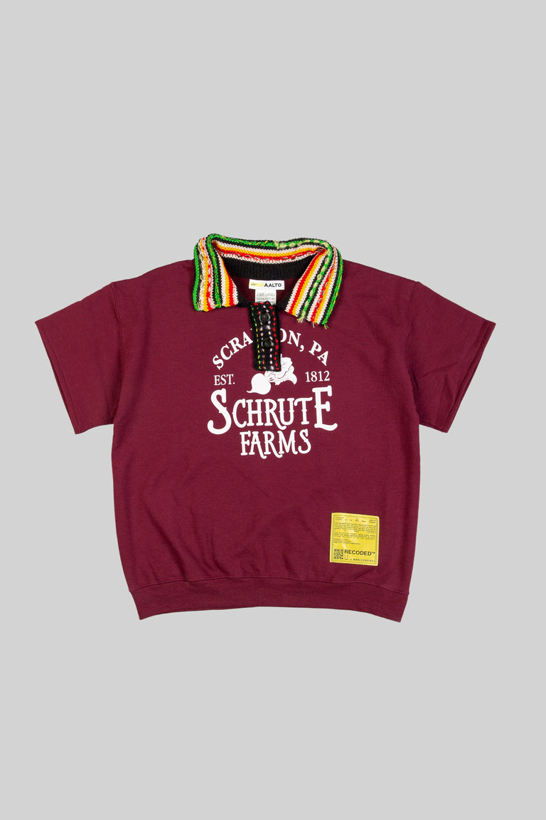 Knit Polo Collar Varsity Sweatshirt